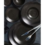 Conjunto 6 Xícaras de Chá Com 6 Pires Stone Black Scalla