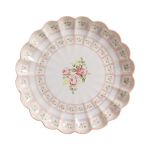 Conjunto Prato Raso Relevo Rosas Vó Dulce Cerâmica Scalla