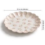 Conjunto Prato Sobremesa Relevo Rosas Vó Dulce Cerâmica Scalla