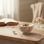 Conjunto Bowl Relevo Rosas Vó Dulce Cerâmica Scalla