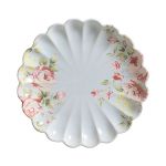 Conjunto Prato Raso Relevo Azul Rosas Vó Dulce Cerâmica Scalla