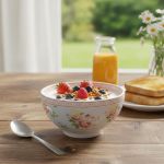 Conjunto Bowl Relevo Azul Rosas Vó Dulce Cerâmica Scalla