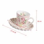 Conjunto Xícara Chá com Pires Rosas Vó Dulce Cerâmica Scalla