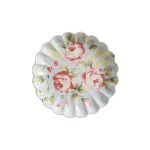 Conjunto Prato Sobremesa Relevo Azul Rosas Vó Dulce Cerâmica Scalla