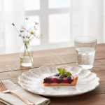 Conjunto Prato Sobremesa Relevo Rosas Vó Dulce Cerâmica Scalla