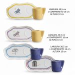 Conjunto 4 Jogo de Lanche Summer Cerâmica Scalla