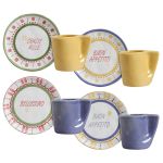 Conjunto 4 Xícaras Chá com Pires Summer Cerâmica Scalla