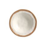 Conjunto 6 Prato Fundo Bege Filete Amassada Cerâmica Scalla