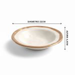 Conjunto 6 Prato Fundo Bege Filete Amassada Cerâmica Scalla