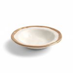 Conjunto 6 Prato Fundo Bege Filete Amassada Cerâmica Scalla