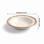 Conjunto 6 Prato Fundo Bege Filete Amassada Cerâmica Scalla