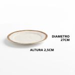 Conjunto 6 Prato Raso Ø27cm Bege Amassada Cerâmica Scalla