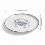 Conjunto 6 Prato Raso Ø27cm Caranguejo Atlântica Scalla