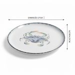 Conjunto 6 Prato Raso Ø27cm Caranguejo Atlântica Scalla