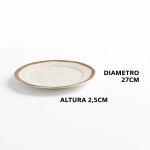 Conjunto 6 Prato Raso Ø27cm Bege Amassada Cerâmica Scalla