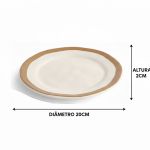 Conjunto 6 Prato Sobremesa 20cm Bege Filete Amassada Scalla