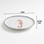 Conjunto 6 Prato Sobremesa Cavalo Marinho Atlântica Scalla