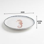 Conjunto 6 Prato Sobremesa Cavalo Marinho Atlântica Scalla