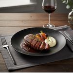 Conjunto 6 Pratos Raso 27cm Stone Black Cerâmica Scalla