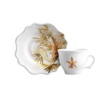 Conjunto 6 Xícaras De Café Com 6 Pires Folhas Scalla