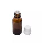 FRASCO DIN VIDRO ÂMBAR 20ML COM TAMPA ROSCA LACRE E BATOQUE