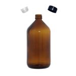FRASCO PLUMA/GPP VIDRO ÂMBAR COM TAMPA E BATOQUE 1L
