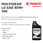Oleo 85w140 API GL-5 Diferencial Auto Blocante Texaco Multigear LS