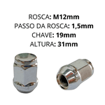 Porca Roda Cromada Gm Opala D20 S10 Silverado Blazer Ford Fiesta Ecosport Courier Focus M12x1.5mm