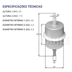 Filtro Combuistível Bico 6mm Universal Carros Carburados Pequeno KL63
