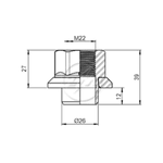 Porca de Roda Diant. 22mm CH33 Oscilante Centralizadora H22/42 2902245
