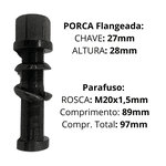 Parafuso Roda Completo 20x89 Com Porca Flangeada Chave 27 Dianteiro MB 1111, 1113