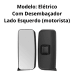 Espelho Retrovisor Elétrico Esquerdo Convexo MB Atego Axor 2014/ c/ Desembaçador Bepo