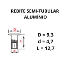 Pacote de Rebite Alumínio 7x8 Semi-Tubular para Lona de Freio Ford F4000 Chevrolet D60 D70