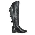 Bota Over The Knee Couro Preto Laços