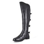 Bota Over The Knee Couro Preto Laços