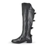 Bota Over The Knee Couro Preto Laços