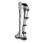 Bota Over The Knee Couro Prata Laços