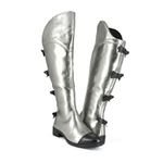 Bota Over The Knee Couro Prata Laços