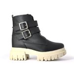 Bota Tratorada Couro Preto e Solado Off White.