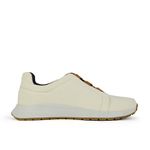 Tênis Masculino Lona Off White e Elástico Marrom