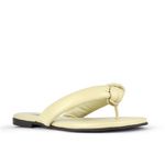 Chinelo Tira Puffer com Nó Couro Creme