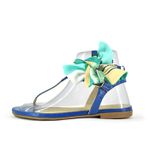 Sandália Rasteira Couro Azul e Lenço