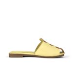Mule Flat Bicolor Couro Creme e Caramelo