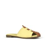 Mule Flat Bicolor Couro Creme e Caramelo