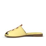 Mule Flat Bicolor Couro Creme e Caramelo
