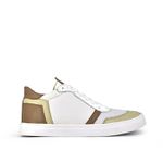 Tênis Feminino Couro Branco, Creme e Marrom