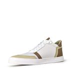 Tênis Feminino Couro Branco, Creme e Marrom