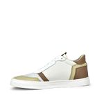 Tênis Feminino Couro Branco, Creme e Marrom