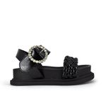 Sandália Flatform Couro Preto