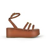Sandália Flatform Couro Caramelo